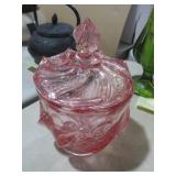 FENTON DUSTY ROSE TAISLEY CANDY DISH WITH LID