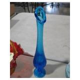 12IN TAL FENTON COLONIAL BLUE SWUNG VASE