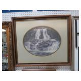 FRAMED LOCAL ARTIST VERN HIPPENSTEAL WATERFALL