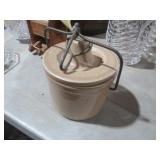 VINTAGE CHEESE CROCK WITH WIRE TOP
