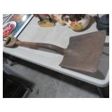 OLD RAILROAD LOCOMOTIVE SHOVEL WITH WOOD HANDLE