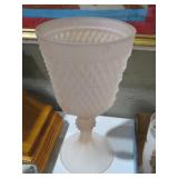 INDIANA GLASS PINK DIAMOND POINT CHALICE