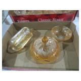 COLLECTION OF VINTAGE BUTTER DISHES AND BOWL