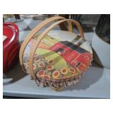 BASKET WITH PAINTED BARN PRINT COVER