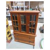WOOD 2 DOOR 3 DRAWER WOOD JEWELRY BOX