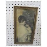 ANTIQUE FRAMED MOTHER AND CHILD PORTRAIT
