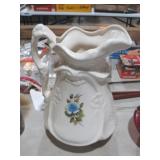 WONATOKE POTTERY XL BLUE ROSE PITCHER