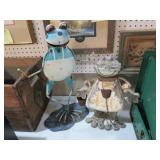 (2) METAL AND WOOD FROGS