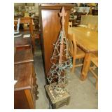 HANDMADE CAST IRON TREE IN PLANTER BOX