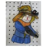 LEADED GLASS SCARECROW HANGING DECOR