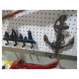 (2) CAST IRON ANCHOR AND SAILBOATS
