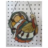 HANGING LEADED GLASS TURKEY DECOR