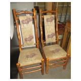 PAIR LOG PADDED MOOSE THEMED CHAIRS