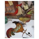 (2) METAL ROOSTERS