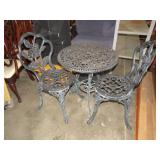 WROUGHT IRON PATIO TBL W/ (2) CHAIRS