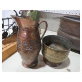 COPPER PITCHER & FOOTED BOWL WITH DESIGN