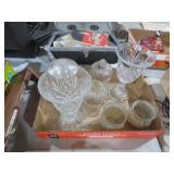 COLLECTION OF COMPOTE GLASS LAMP SHADES AND MISC