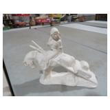 NATIVE AMERICAN LADY ON HORSE STATUE