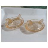 (2) PINK DEPRESSION HEN ON NESTS SALT DIPS