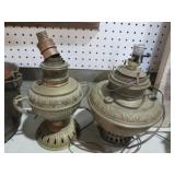 PAIR OF COPPER BASE LAMPS NO SHADES