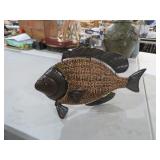 METAL AND WICKER ART FISH DECOR