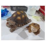 CERAMIC TURTLE AND FROG FIGURINE