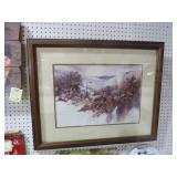 FRAMED ARTIST BARBARA KRUPP WINTER SCENE PRINT