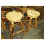 (2X) ASPEN LOG RD TOP CABIN STOOLS