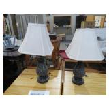 (2) UNIQUE CABIN TABLE LAMPS W/ SHADES