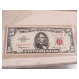 1963 RED SEAL  FIVE DOLLAR BILL
