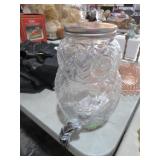 GLASS OWL SHAPED SUN TEA DISPENSER