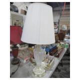 ETCHED GLASS TABLE LAMP WITH SHADE