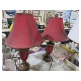 PAIR OF RESIN BASED TABLE LAMPS WITH SHADES