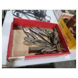 BOX OF PLIERS, SCREWDRIVERS, MISC