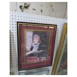 FRAMED LITTLE GIRL & CAT PRINT 17X21