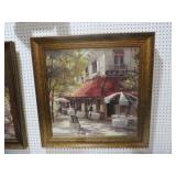 UNIQUE FRAMED CAFE PRINT ARTIST SIGNED 34X34