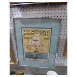 FRAMED SATURDAY EVENING POST ADV PIECE 16X21
