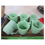 6 PIONEER WOMAN SCALLOPED EDGE JADEITE MUGS
