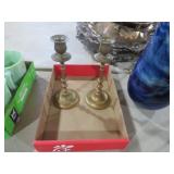 2 VTG 8" BRASS CANDLESTICK HOLDERS