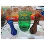 COLLECTION OF MID CENTURY RIBBED BEE HIVE VASES