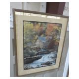 FRAMED ARTIST SIGNED GRISMILL WATERFALL PRINT