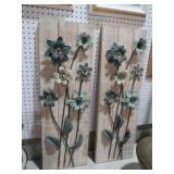 (2) WOOD AND METAL FLOWERS