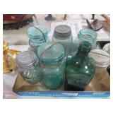 COLLECTION OF VTG BLUE JARS AND MISC.