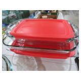 4 PYREX CASSAROLE DISHES SOME W/ LIDS