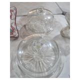 2 CAKE PLATES WITH GLASS DOMES
