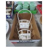 2 WHITE TWISTED WIRE WALL BASKETS