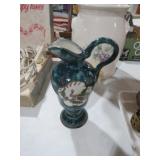 VTG H BEQUET BELGIUM PEACOCK VASE 7.5"