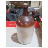 VINTAGE BROWN & WHITE CROCK JUG