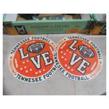 (2) METAL UT FOOTBALL PLAQUES