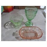 COLL OF URANIUM GLASS, DEPRESSION GLASS, AND ETC